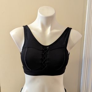 Fabletics black sports bra with elastic attached laces size xs
